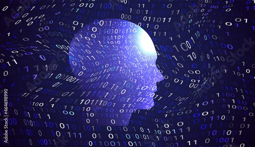 Illustration of brain in technological look. Concept of health care technology or artificial intelligence