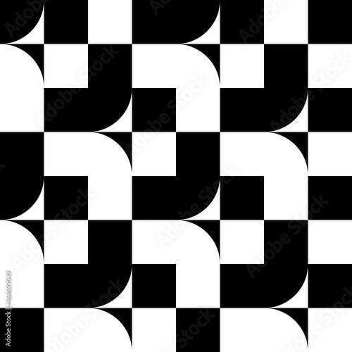 Chess abstract pattern. Vector with black and white chess decor shapes. Abstract board for playing checkers or chess.