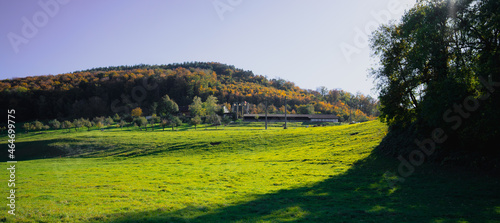 Sunny day in Liestal, Sissach, itingen, Baselland, basel in Switzerland with Swiss Culture and amazing nature and history photo