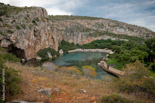 Scenic seascape with thermal lake in  suberbs of Athens, Greece photo