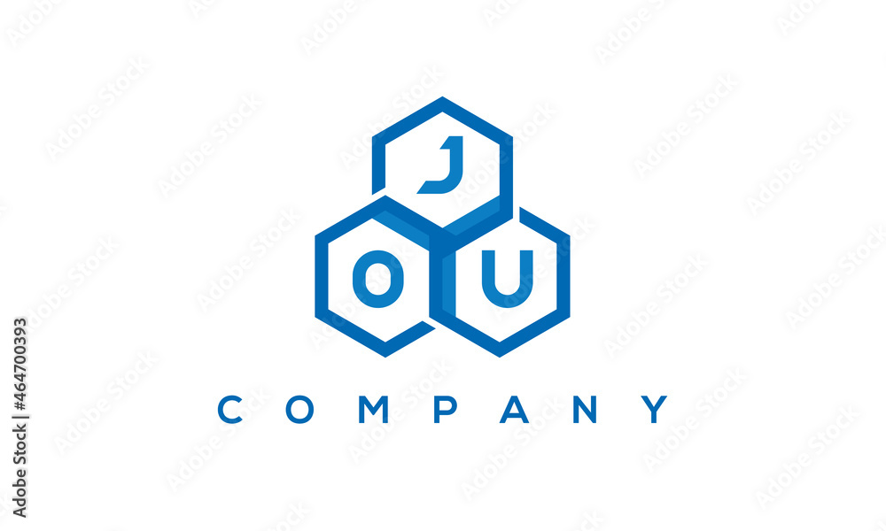 JOU three letters creative polygon hexagon logo	