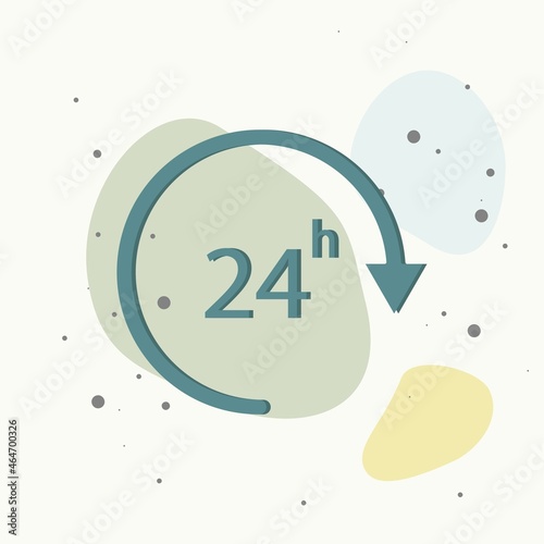 Vector image round the clock. 24 hours. Time icon. Business concept on multicolored background.