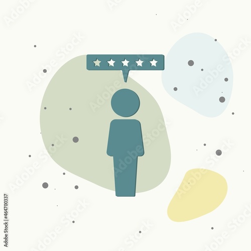 Customer review icon. Raiting and feedback illustration on multicolored background.
