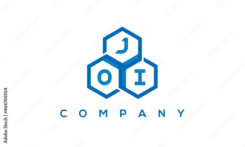 JOI three letters creative polygon hexagon logo	