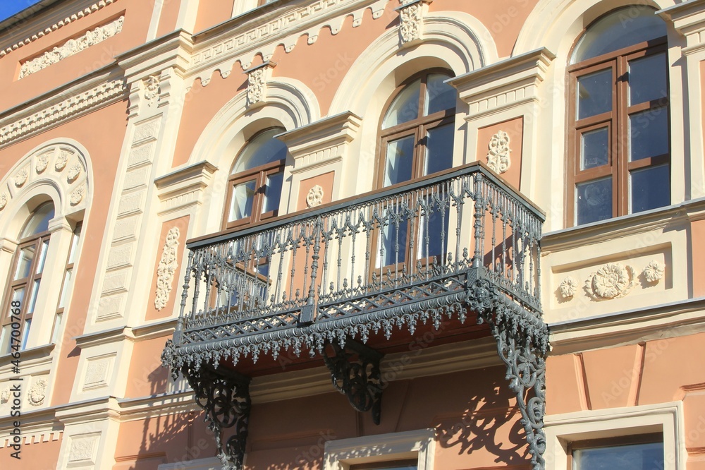 beautiful openwork balcony in an old house