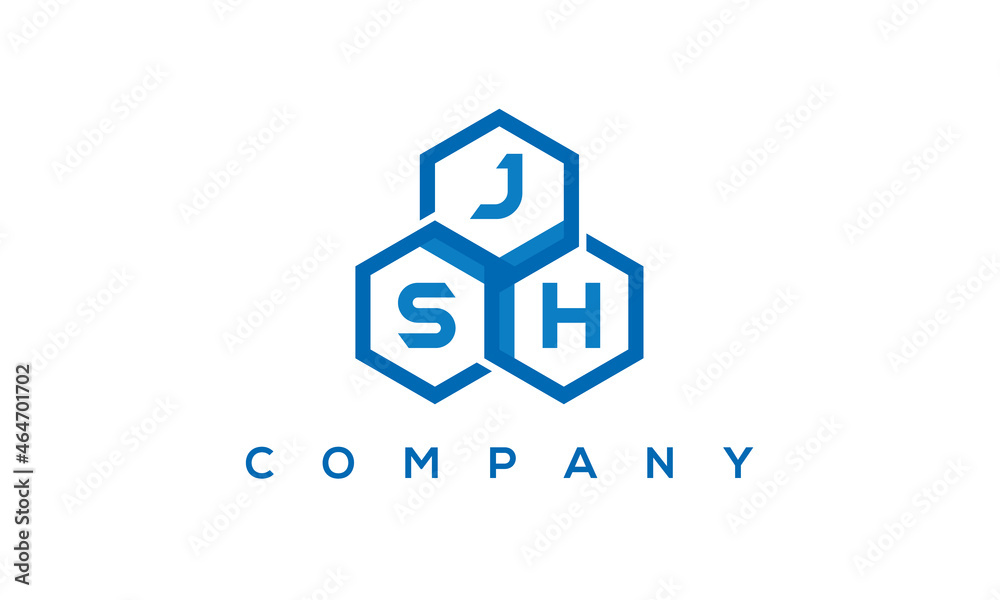 JSH three letters creative polygon hexagon logo	