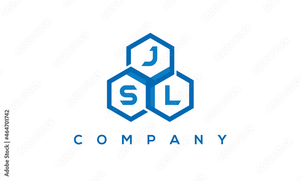 JSL three letters creative polygon hexagon logo JSL three letters creative polygon hexagon logo