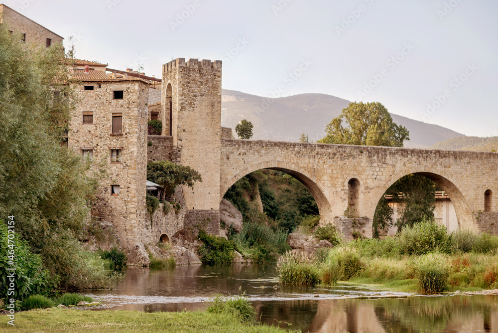 Medieval town on the banks of river. Besalu, Catalonia