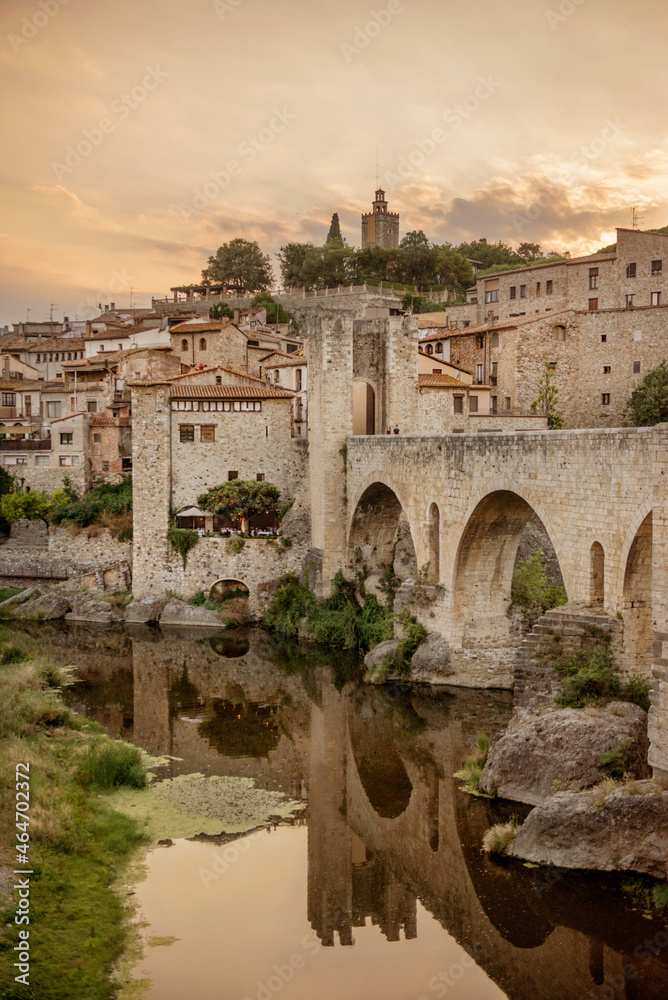 Medieval town on the banks of river. Besalu, Catalonia