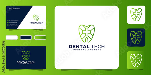 health dental logo design inspiration with health cross and business card