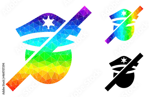 lowpoly restricted police icon with spectral colorful. Spectral vibrant polygonal restricted police vector is combined of randomized vibrant triangles.