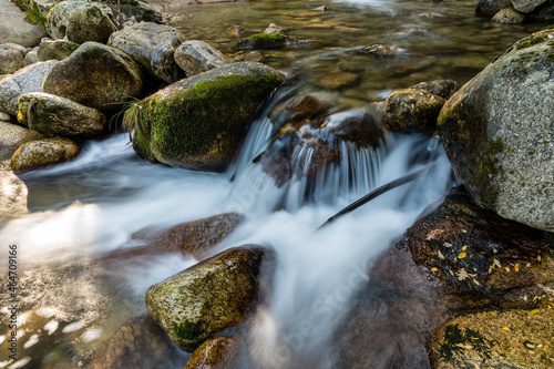 Lozoya river  with the colors of autumn  as it passes through the Sierra de Guadarrama in the province of Madrid