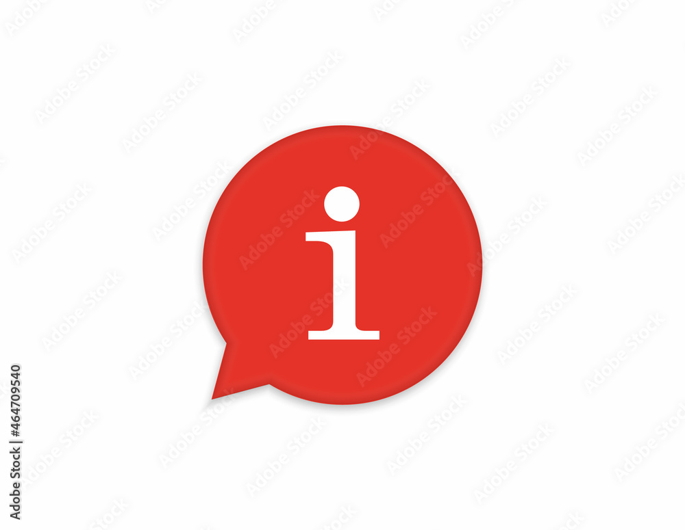 Information sign icon. Info red speech bubble symbol. Vector illustration Information sign icon. Info red speech bubble symbol. Vector illustration