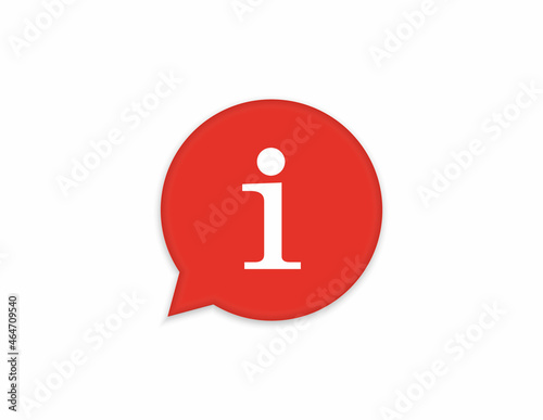 Information sign icon. Info red speech bubble symbol. Vector illustration