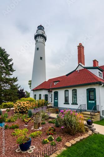 Wind Point Lighthouse near Michigan Lake in Wisconsin 