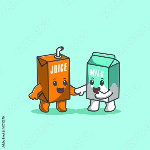 milk and juice together illustration, milk and juice hand in hand
