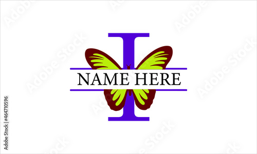 Fototapeta Naklejka Na Ścianę i Meble -  I Alphabet Butterfly abstract monogram vector logo template