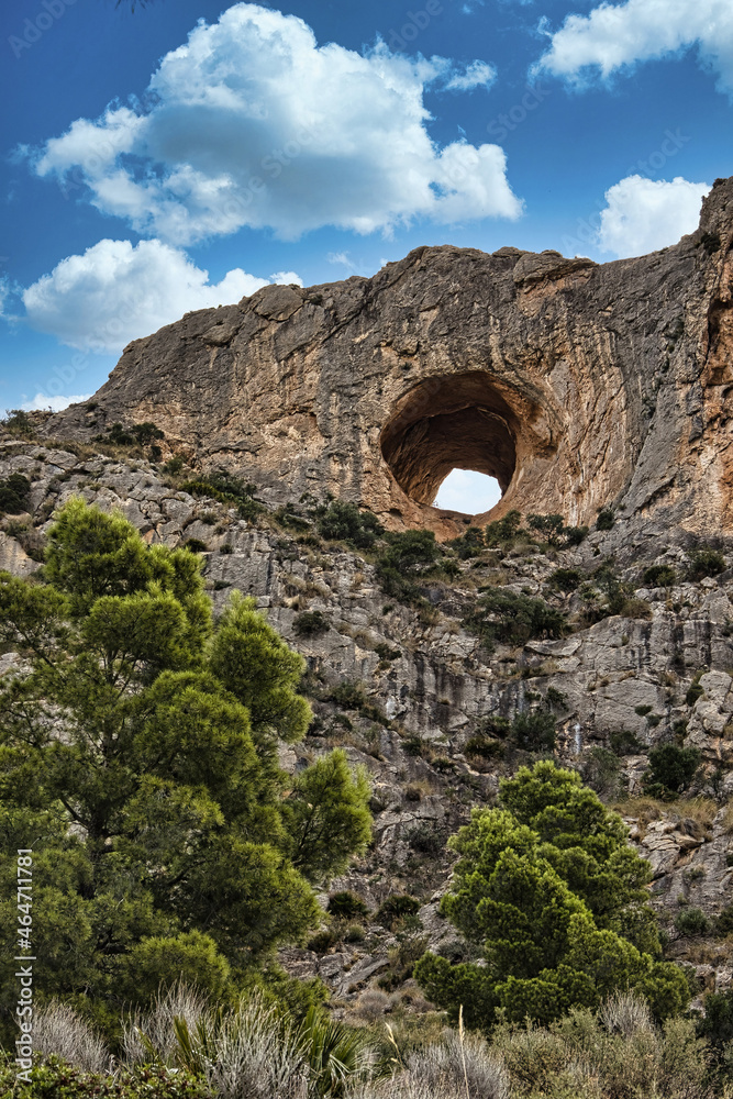 Spain,Alicante province.Cabeco D'or mountins.The hole known as 