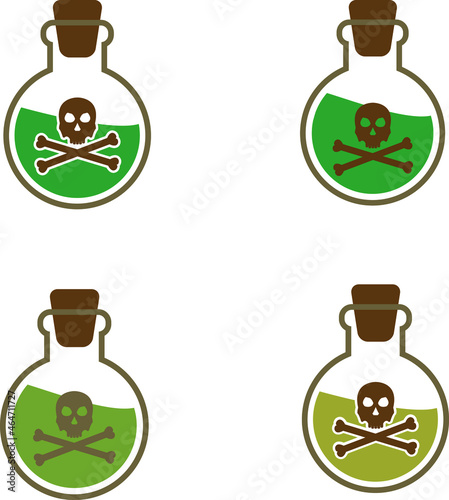 Poison or venom bottle with skull and crossbones vector icon
