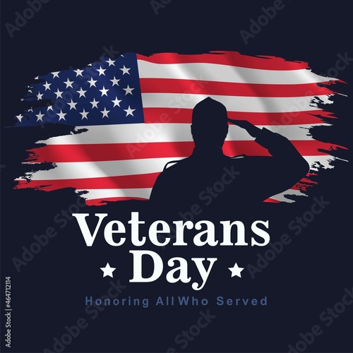 happy veterans day USA. American old soldier back view. vector illustration design