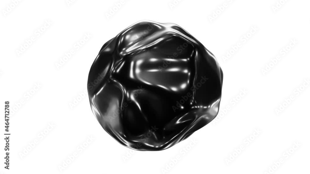 Seamless looping 3D animation of the abstract morphing black form rendered in UHD with alpha matte