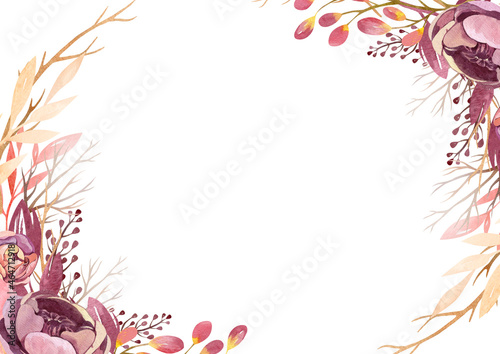 Autumn flowers. Bouquets  borders  flower arrangements. Flowers in orange purple and pink tones.
