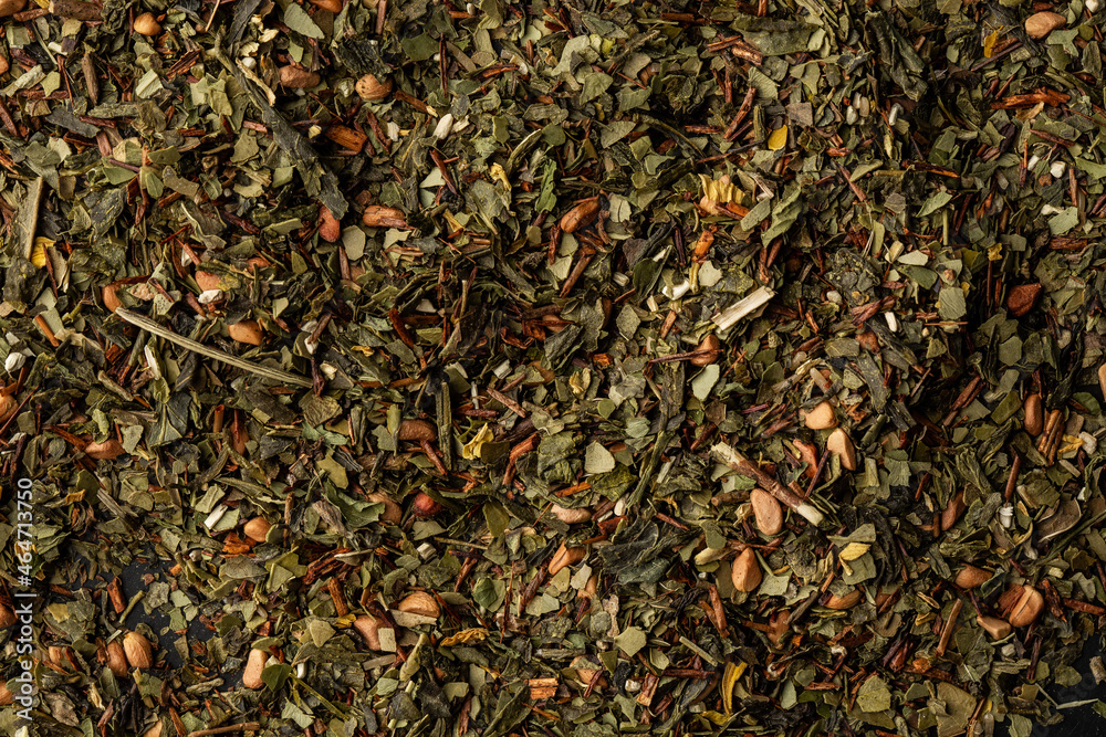Green tea with jasmine on white background. Top view. Close up. High resolution Green tea with jasmine on white background. Top view. Close up. High resolution