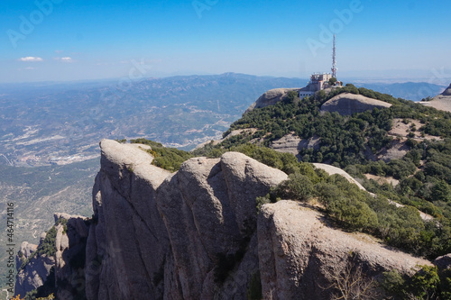 View from the top of hiking trail (Sant Jeroni) in Montserrat, Barcelona, Spain