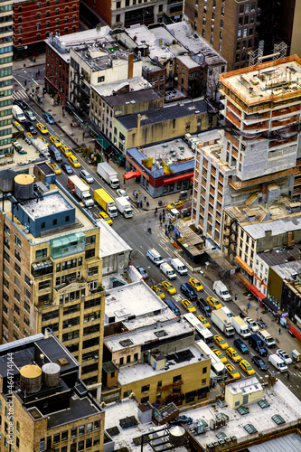 Birdseye View of Heavy Traffic in a One Way Street on Manhattan, New York © Rolf