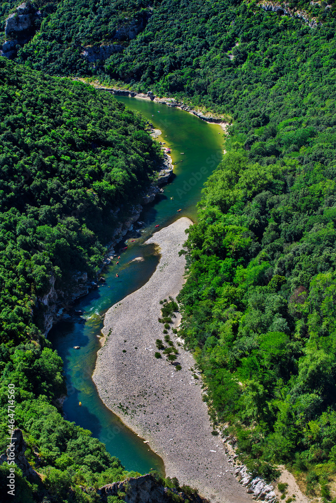 A Bend in the Ardeche River in Gorges de l'Ardeche, South-Central France A Bend in the Ardeche River in Gorges de l'Ardeche, South-Central France