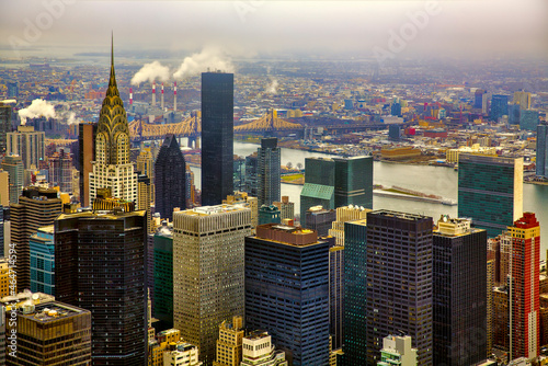 View Towards Queensboro Bridge, Manhattan and East River, New York