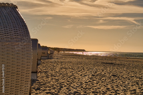 Fototapeta Naklejka Na Ścianę i Meble -  beach chair on the beach of the baltic sea with view of the sea