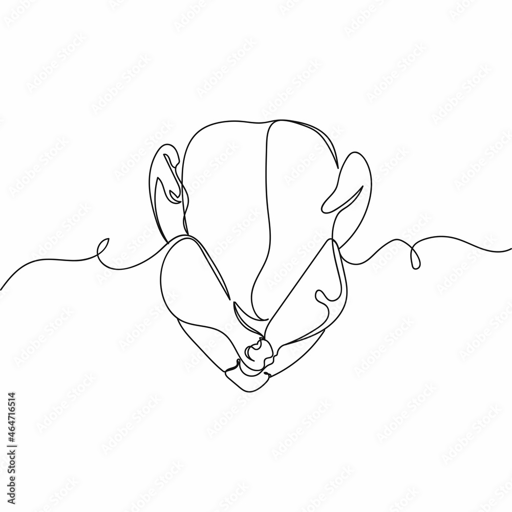 Vector continuous one single line drawing icon of fresh raw chicken in silhouette on a white background. Linear stylized. Vector continuous one single line drawing icon of fresh raw chicken in silhouette on a white background. Linear stylized.