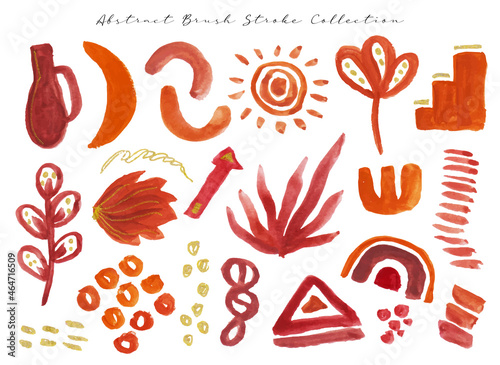 set of hand drawn boho style brush stroke gouache watercolor