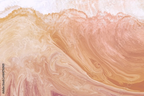 abstract light orange yellow peachy background with waves and clouds, fluid art, light paint layers, textured paint surface photo