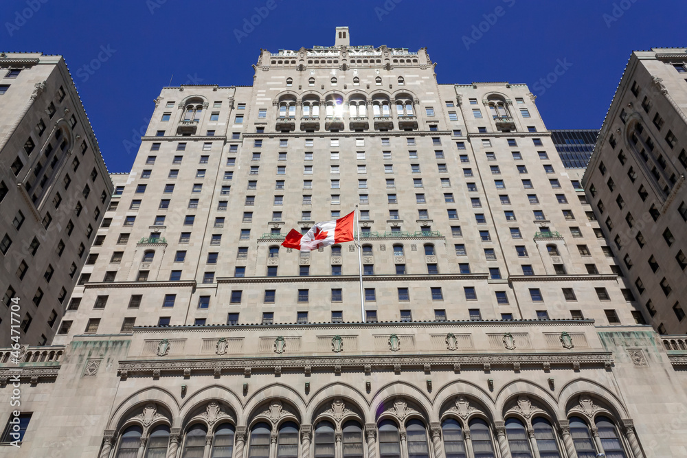The soaring facade of a 1920s tower in Toronto