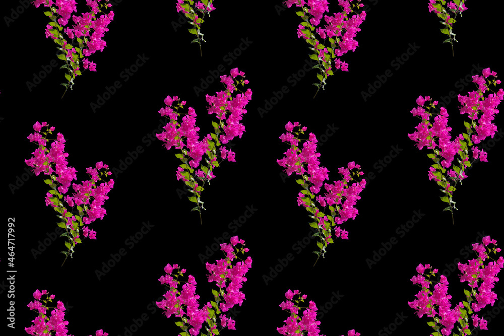 Seamless floral pattern with purple twigs on a black background. Seamless floral pattern with purple twigs on a black background.