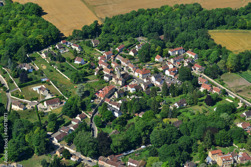 Brueil en Vexin, France - july 7 2017 : aerial picture of the village