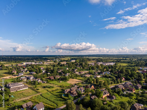 Areal drone phortography view of small city suburbs houses and streets. © Artūrs Stiebriņš