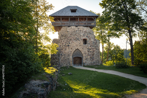 Sigulda Medieval Castle Watch Tower - Ruins of the Castle of the Livonian Order - Sigulda, Latvia photo