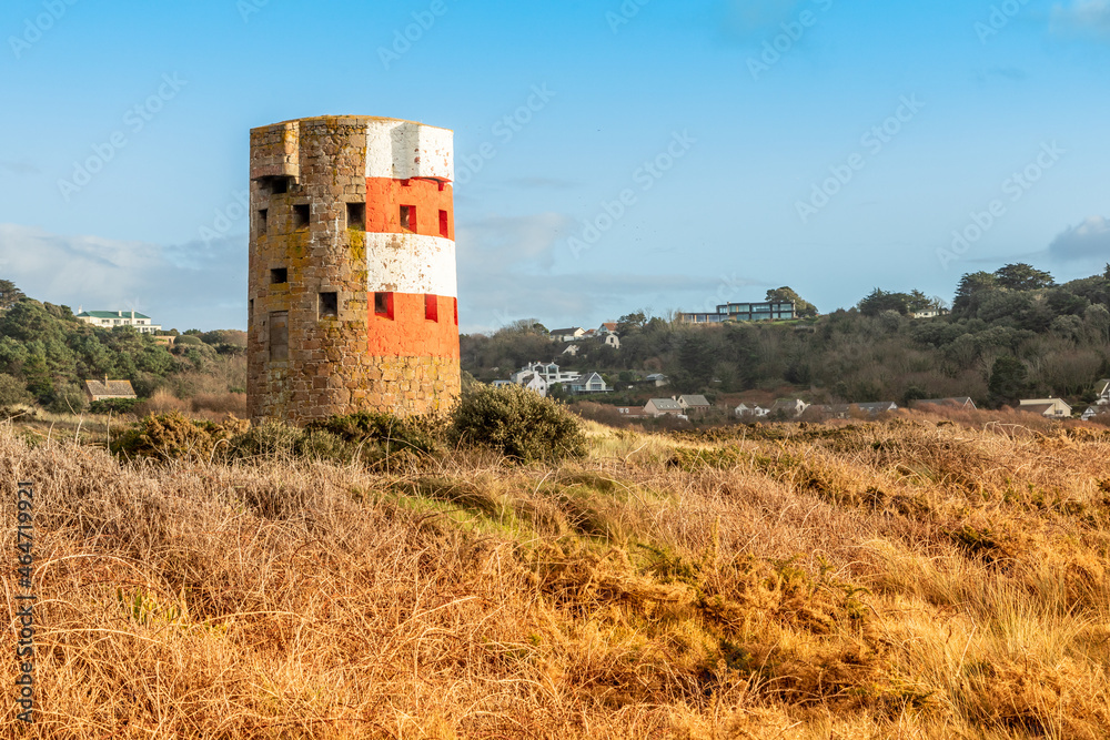 Saint Brelade British round coastal defence tower standing in the field, bailiwick of Jersey, Channel Islands Saint Brelade British round coastal defence tower standing in the field, bailiwick of Jersey, Channel Islands