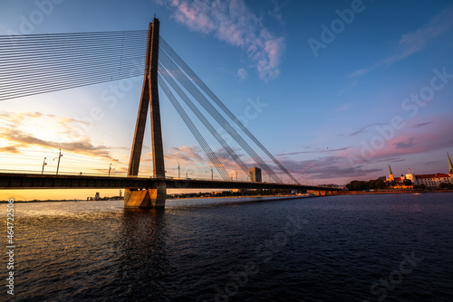Vansu Bridge and Daugava River at sunset - Riga, Latvia