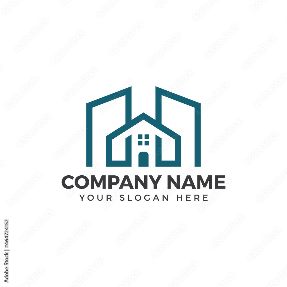 minimalist apartment house construction logo