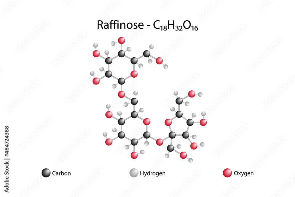 Molecular formula of raffinose. Raffinose is a trisaccharide derived