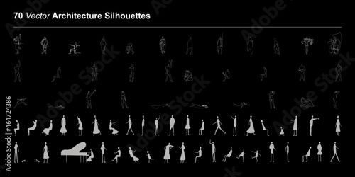 70 silhouettes d'architecture  - Vecteur