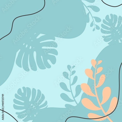 aesthetic background with soft pastel colors with leaf shapes. suitable for summer backgrounds and textures., minimalist design with abstract organic shapes