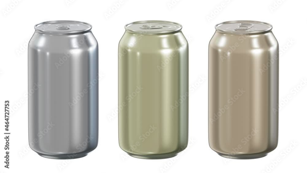 Realistic seamless looping 3D animation of the spinning aluminum alloy or brass alcohol or soft drink cans rendered in UHD with alpha matte Realistic seamless looping 3D animation of the spinning aluminum alloy or brass alcohol or soft drink cans rendered in UHD with alpha matte