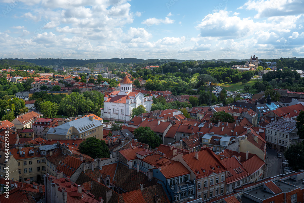 Aerial view of Vilnius with Orthodox Cathedral of the Theotokos - Vilnius, Lithuania