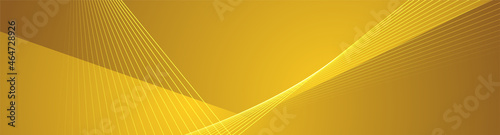 Minimal golden yellow geometry banner with stripes and lines. Hi-tech abstract vector background