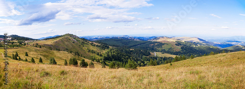 Picturesque nature panoramic view of mountain landscape , summer day. Beautiful sky. Kopaonik mountain. Serbia. Europe.